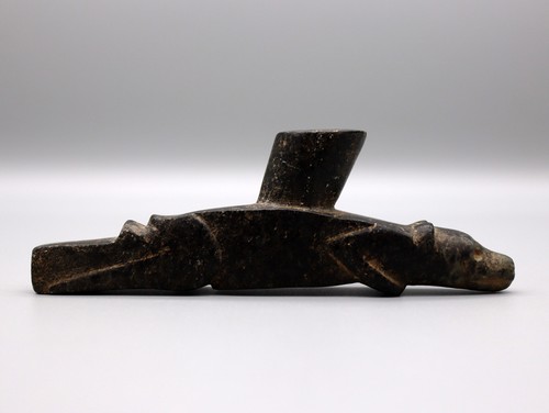 Carved steatite wolf - wolf, pipe